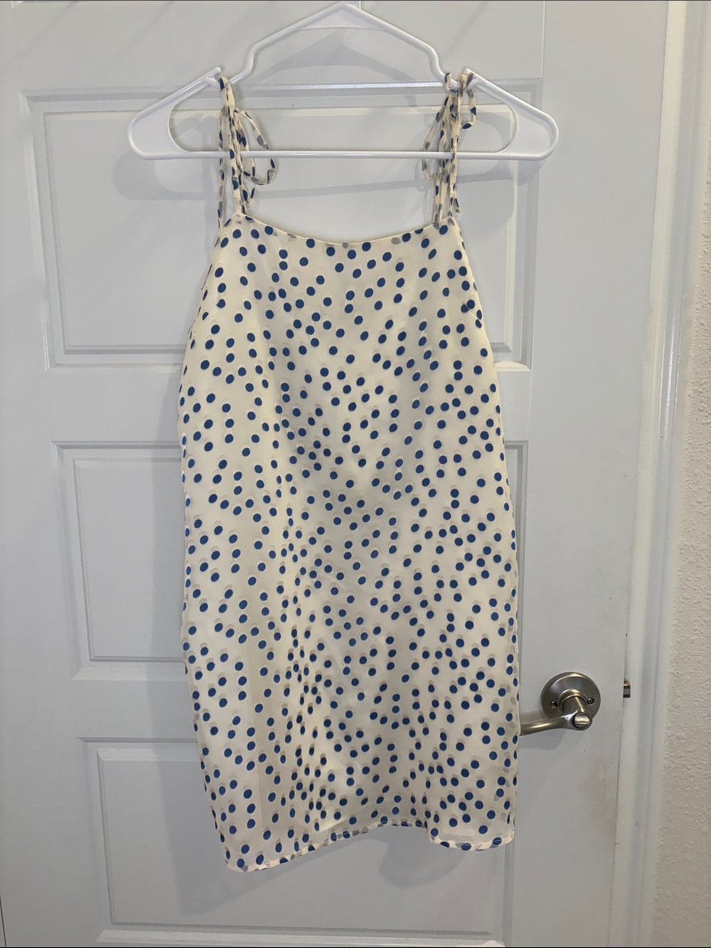 Lovers + Friends Blue Polka Dot Tie Strap Mini Dress Size S